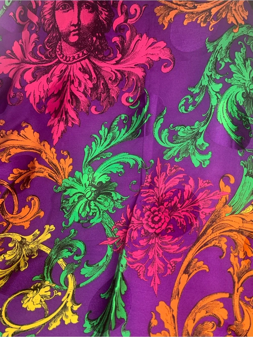 Atelier Versace Bold Baroque Silk Scarf - Purple, Red, Yellow, Green